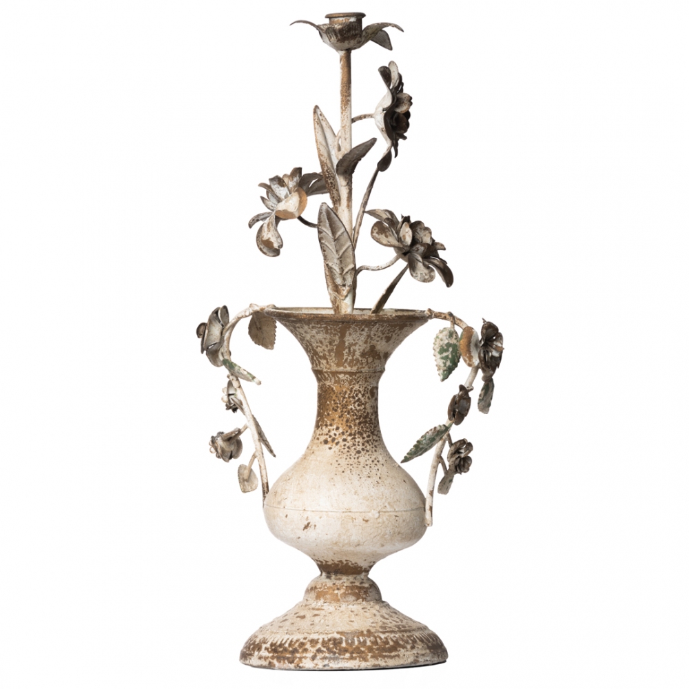 Candelabro vintage in metallo anticato