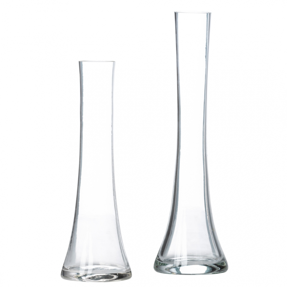Coppia di vasi in vetro trasparente