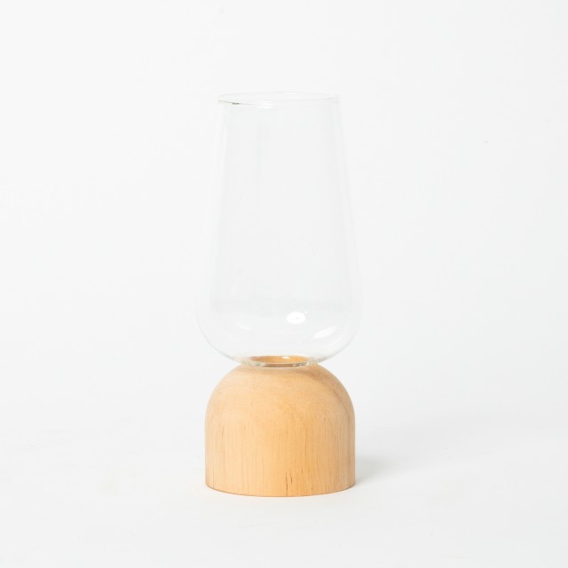 Vasetto in vetro e legno naturale