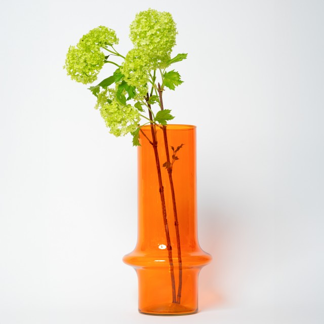 Vaso cilindrico in vetro arancio trasparente