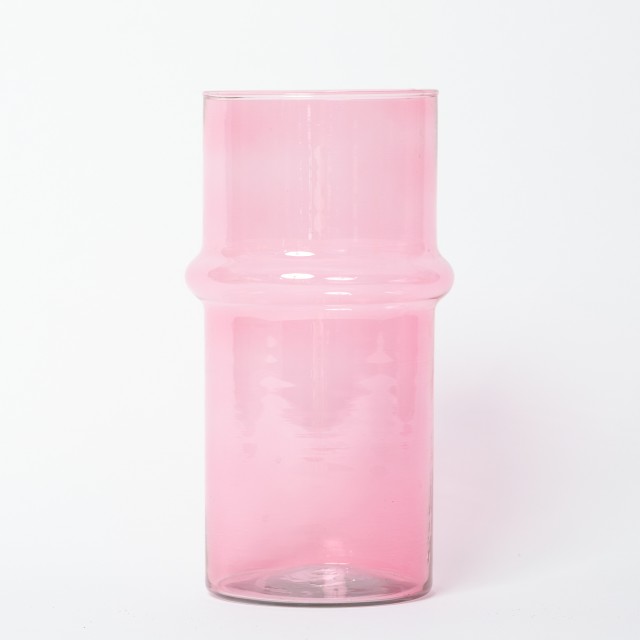 Vaso cilindrico in vetro rosa