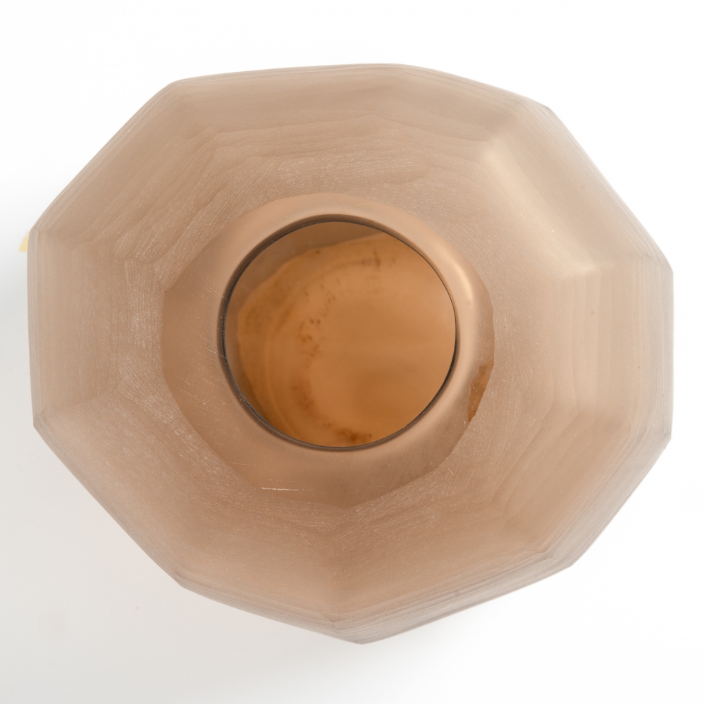 Vaso marrone sfaccettato e satinato ovale