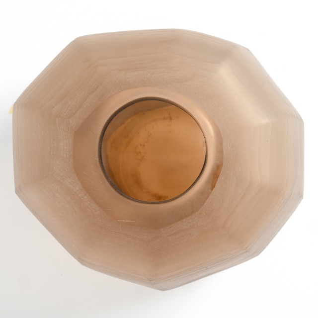 Vaso marrone sfaccettato e satinato ovale