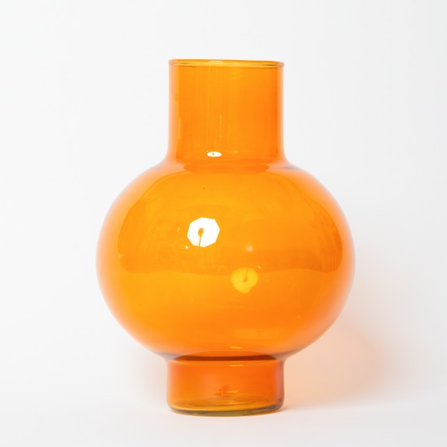 Vaso panciuto in vetro arancio trasparente