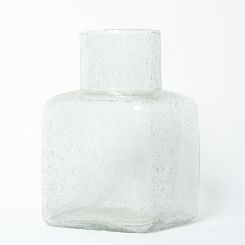 Vaso in vetro riciclato trasparente effetto bolle
