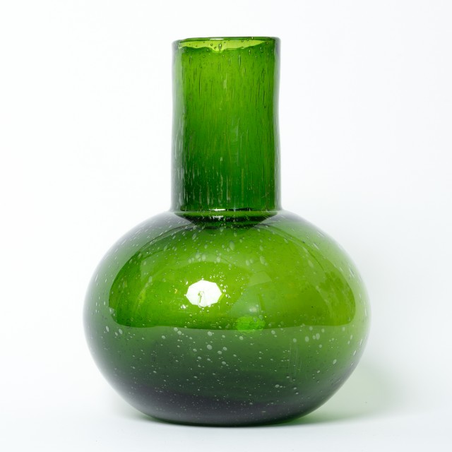 Vaso in vetro verde scuro con effetto bolle